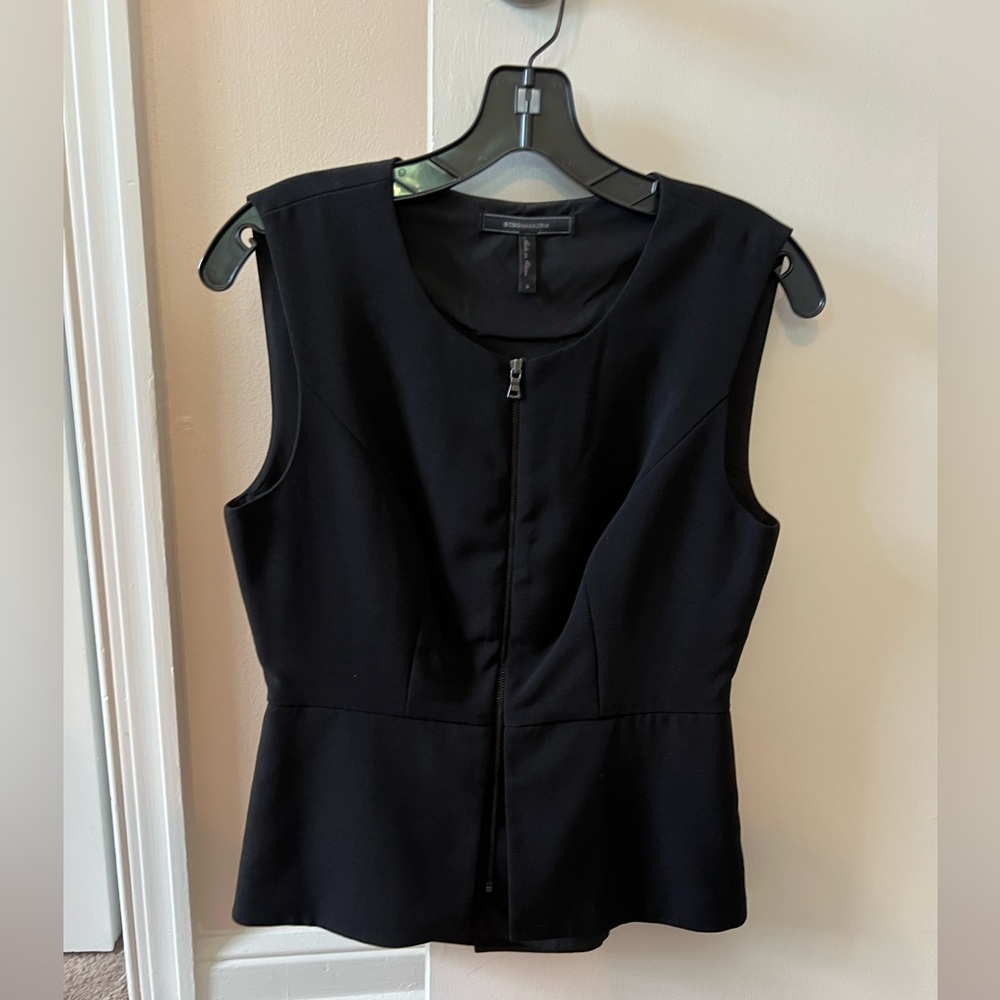 BCBG Black Sleeveless Peplum Top - Size S